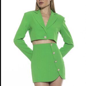 Alexia Admor Womens Green Cropped Blazer Size S